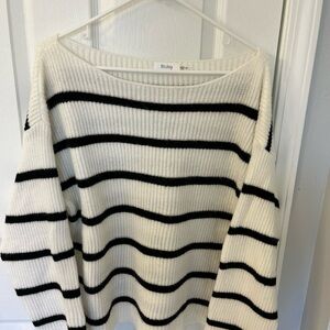 Women's Striped Sweater - Black and White